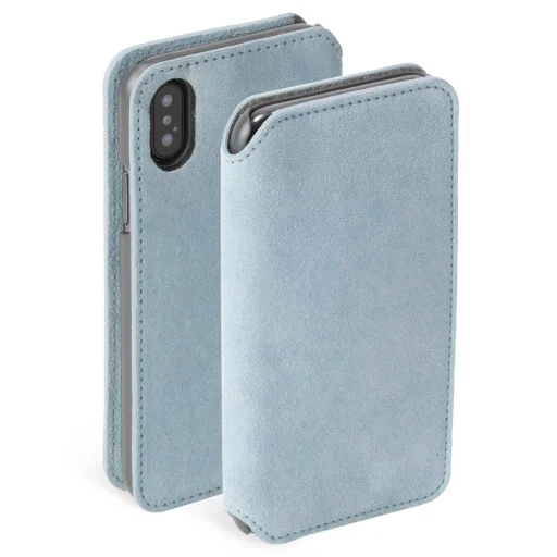 Krusell Broby SlimWallet flipové puzdro so 4 priehradkami na karty pre Apple iPhone XS Max, svetlomodré - 1