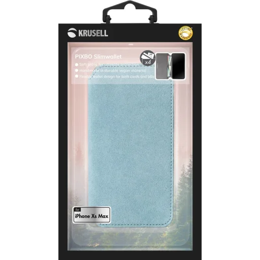 Krusell Broby SlimWallet flipové puzdro so 4 priehradkami na karty pre Apple iPhone XS Max, svetlomodré - 4