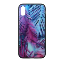 Tellur Glass Print puzdro s motívom palmových listov pre iPhone XS