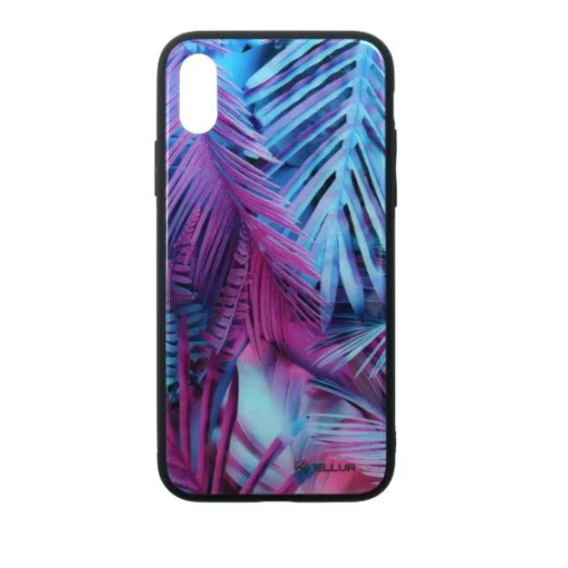 Tellur Glass Print puzdro s motívom palmových listov pre iPhone XS - 1