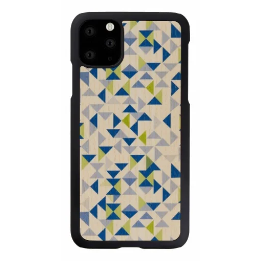 MAN&WOOD iPhone 11 Pro Max modrý trojuholník čierne puzdro - 1