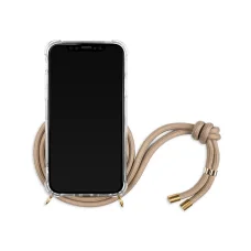 Lookabe puzdro na iPhone Xs so šnúrkou na krk zlaté/nude loo008