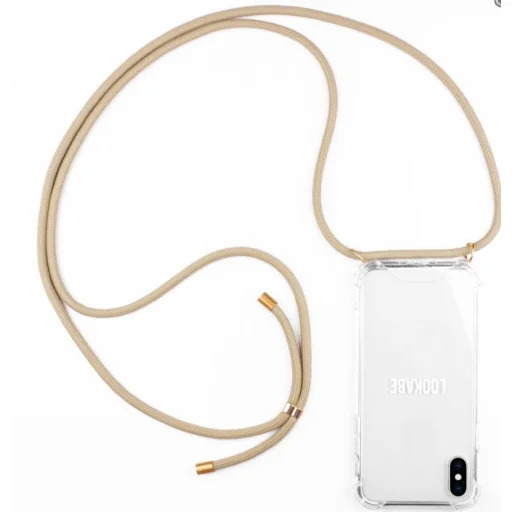 Lookabe puzdro na iPhone Xs so šnúrkou na krk zlaté/nude loo008 - 2