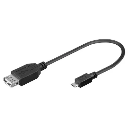 Sbox USB-A samica – microUSB samec adaptérový kábel 0,1 m čierny - 1