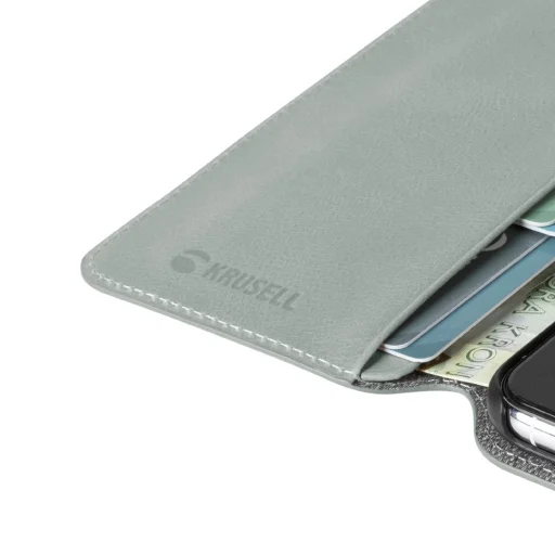 Krusell Sunne PhoneWallet Apple iPhone 11 Pro vintage sivé kožené flipové puzdro - 5