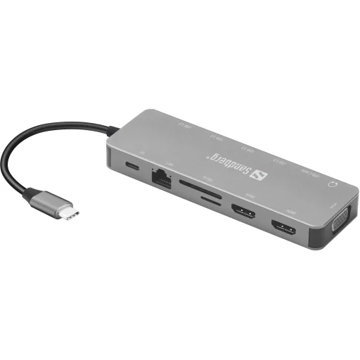 Sandberg 136-45 USB-C 13 v 1 Travel Dock dokovacia stanica - 2