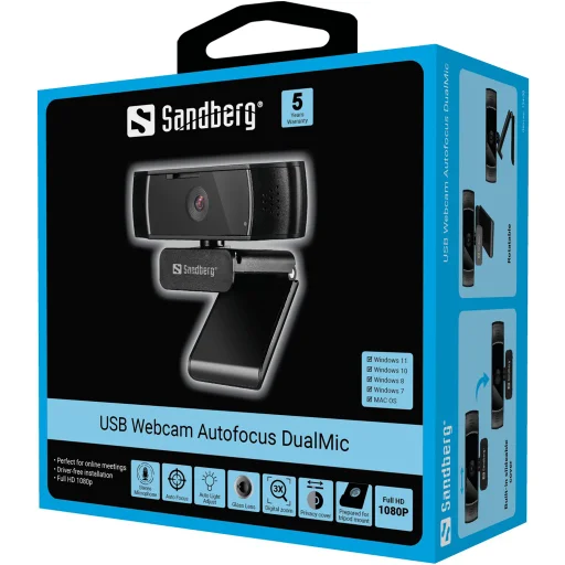 Sandberg 134-38 USB autofokusová DualMic webkamera - 6