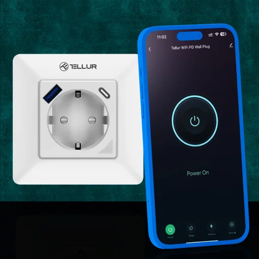 Tellur Smart WiFi nástenná inteligentná zásuvka 3600W 16A, PD20W, USB 18W, s meraním spotreby, biela - 4