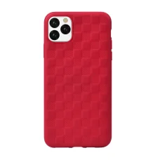 Devia Woven2 vzorované mäkké puzdro pre iPhone 11 Pro Max, červené puzdro