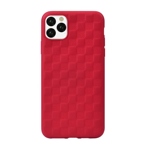 Devia Woven2 vzorované mäkké puzdro pre iPhone 11 Pro Max, červené puzdro - 1