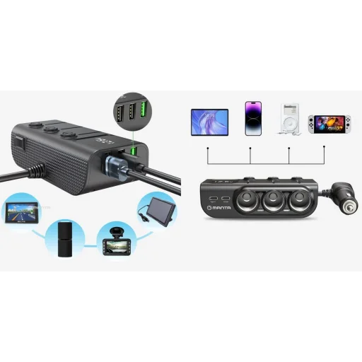 Manta MCC201T CARI PRO rozbočovač autozapaľovača a USB nabíjačka - 4