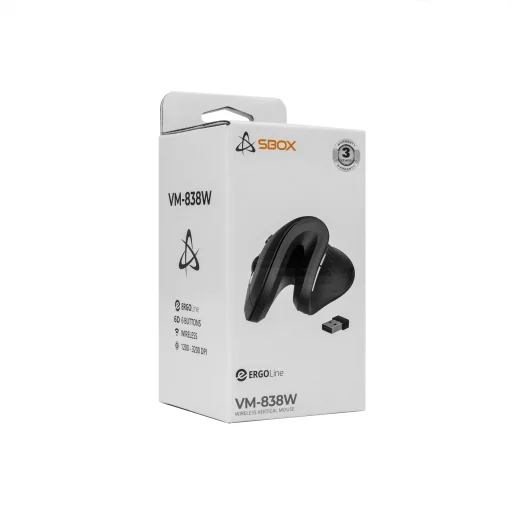 Sbox VM-838W Vertical Wireless Black bezdrôtová vertikálna myš - 6
