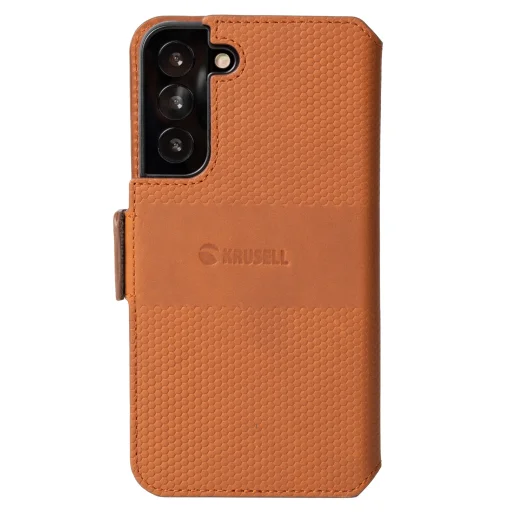 Krusell Leather PhoneWallet Samsung Galaxy S22+ koňakovo hnedé flipové puzdro - 2