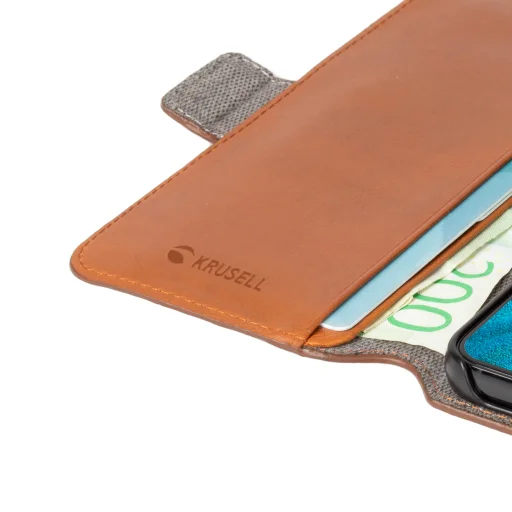 Krusell Leather PhoneWallet Samsung Galaxy S22+ koňakovo hnedé flipové puzdro - 5