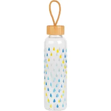 Cambridge CM06991 Raindrops sklenená fľaša 550 ml s bambusovým vrchnákom