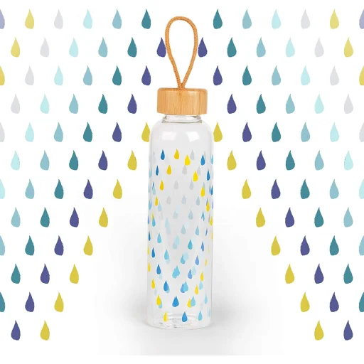 Cambridge CM06991 Raindrops sklenená fľaša 550 ml s bambusovým vrchnákom - 4