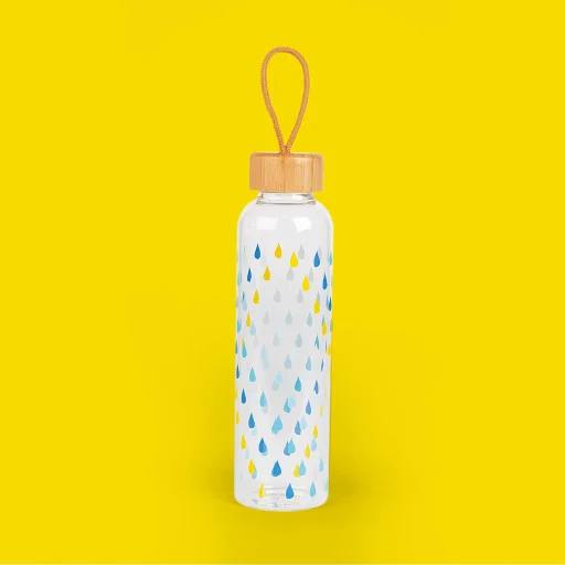 Cambridge CM06991 Raindrops sklenená fľaša 550 ml s bambusovým vrchnákom - 5
