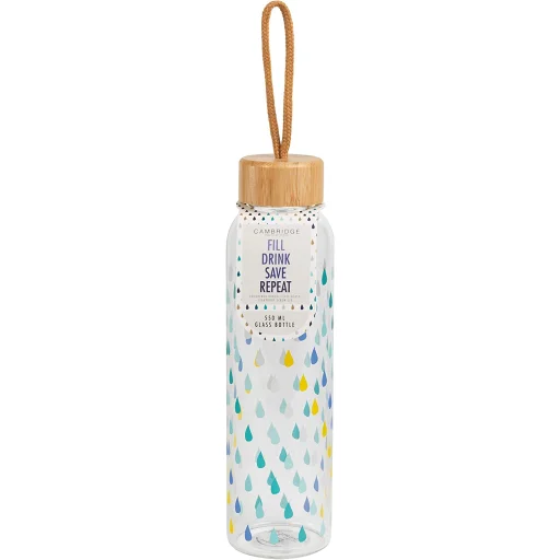 Cambridge CM06991 Raindrops sklenená fľaša 550 ml s bambusovým vrchnákom - 6