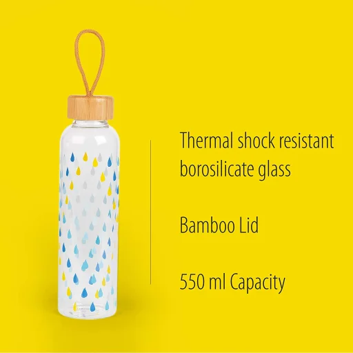 Cambridge CM06991 Raindrops sklenená fľaša 550 ml s bambusovým vrchnákom - 9