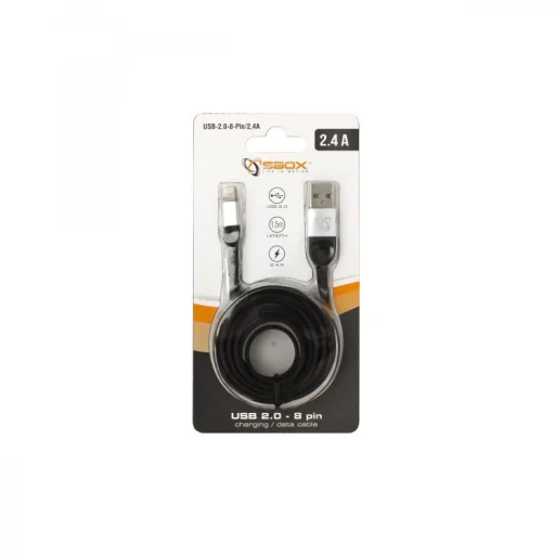 Sbox USB 2.0 - 8-pinový Lightning kábel 2.4A čierny/strieborný - 3