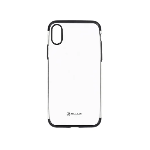 Tellur silikónové puzdro s galvanizovanými okrajmi pre iPhone X/XS, čierne - 1
