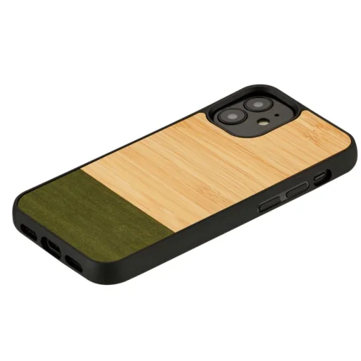 MAN&WOOD iPhone 12 mini bambusový les čierne puzdro - 2