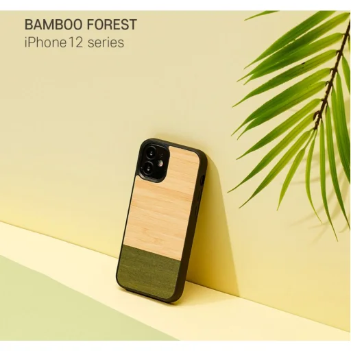 MAN&WOOD iPhone 12 mini bambusový les čierne puzdro - 3