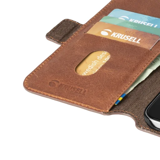 Krusell PhoneWallet Samsung Galaxy S21+ vintage koňakové flipové puzdro - 2