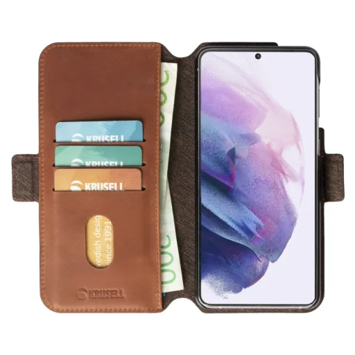 Krusell PhoneWallet Samsung Galaxy S21+ vintage koňakové flipové puzdro - 3