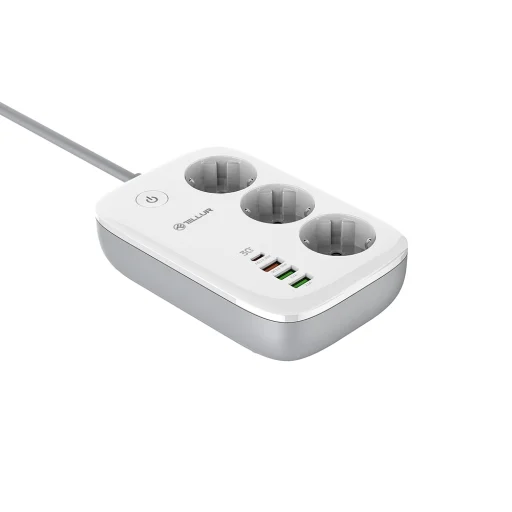 Tellur Smart WiFi predlžovací prívod s 3 zásuvkami, PD 30W, QC 18W, 2x USB 2.4A, 2500W, 10A, 2 m - 2