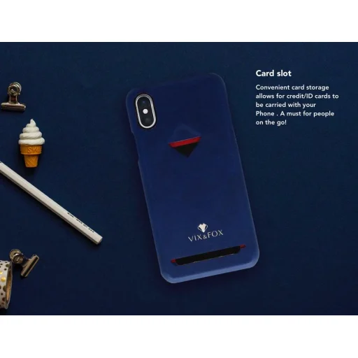 VixFox zadný kryt so slotom na kartu pre iPhone XS Max tmavomodrý - 3