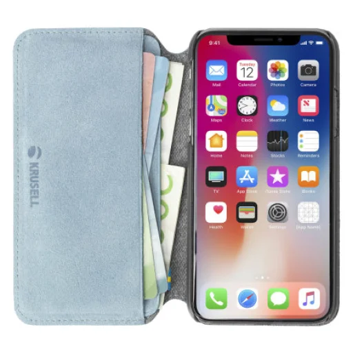 Krusell Broby 4 Card SlimWallet Apple iPhone X/XS modré vyklápacie puzdro - 2