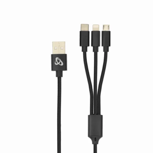 Sbox USB 2.0 8-pin / Type-C / Micro USB nabíjací kábel 2,4A 1 m čierny - 1