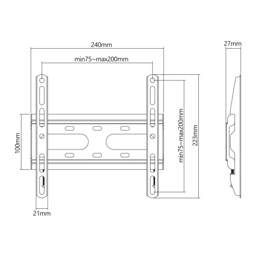 Sbox PLB-2522F-2 fixný nástenný držiak na TV - 5
