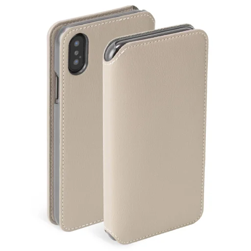 Krusell Pixbo 4 Card SlimWallet Apple iPhone XS Max béžové flipové puzdro - 1