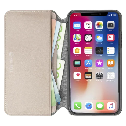 Krusell Pixbo 4 Card SlimWallet Apple iPhone XS Max béžové flipové puzdro - 4