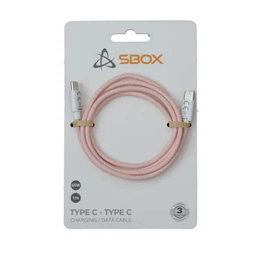 Sbox Type-C – Type-C M/M 1 m ružový dátový kábel - 1
