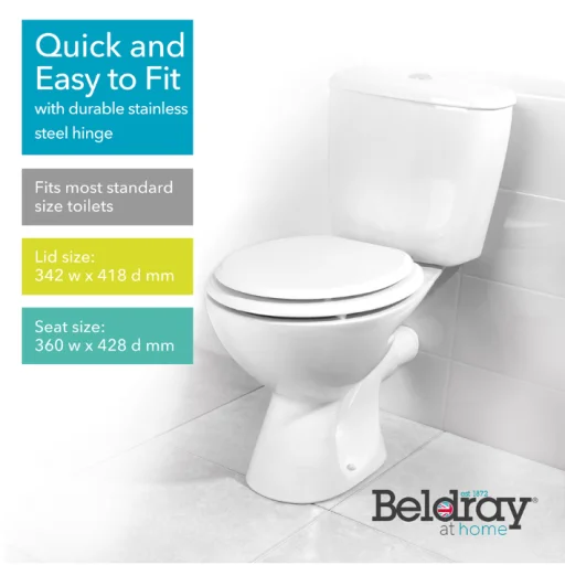 Beldray LA032355WFPEU7 drevené WC sedadlo, biele - 2