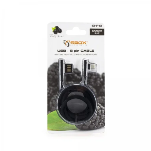 Sbox USB-8P-90B USB 8-pinový dátový kábel čierny - 2