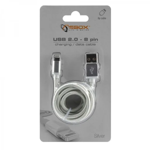 Sbox USB 2.0 8 tűs Lightning kábel IPH7-S ezüst - 2