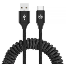 Tellur zaťahovací dátový a nabíjací kábel USB-A na Type-C 3A 1,8 m čierny