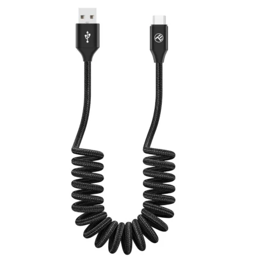 Tellur zaťahovací dátový a nabíjací kábel USB-A na Type-C 3A 1,8 m čierny - 2
