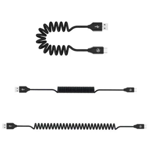 Tellur zaťahovací dátový a nabíjací kábel USB-A na Type-C 3A 1,8 m čierny - 4