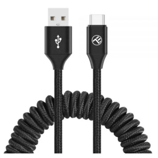 Tellur zaťahovací dátový a nabíjací kábel USB-A na Type-C 3A 1,8 m čierny - 1