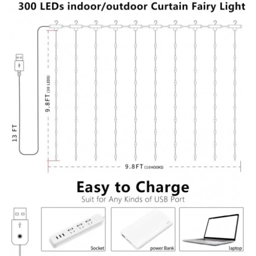 LED osvetlenie 300 LED teplá biela X0013lX27J - 2