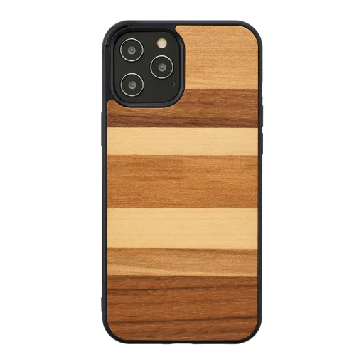 MAN&WOOD kryt z prírodného dreva pre Apple iPhone 12 Pro Max, Sabbia Black - 1
