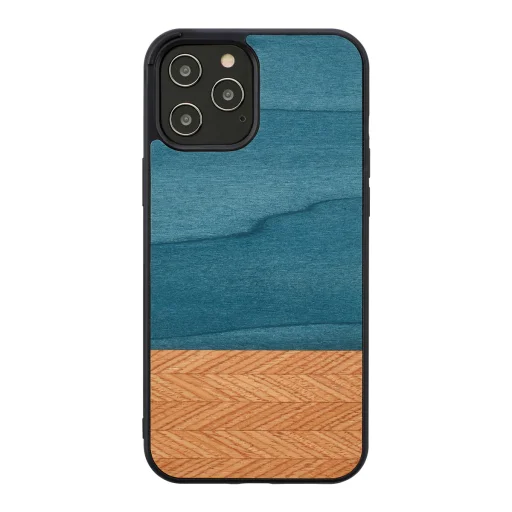 MAN&WOOD puzdro pre iPhone 12 Pro Max, čierny rifľový vzor - 1