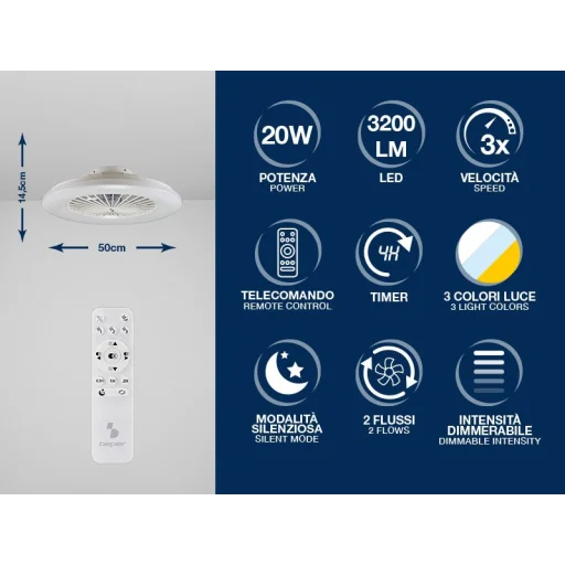 Beper P206VEN640 mennyezeti ventilátor LED lámpával - 2