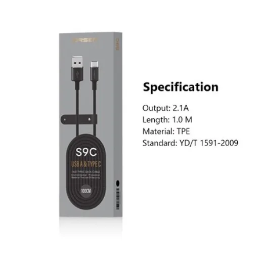 Orsen S9C USB-A – Type-C 2.1A 1 m čierny kábel - 6