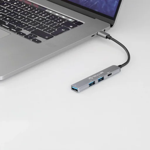Tellur 4 az 1-ben USB-C 3.1 alumínium hub, szürke - 4